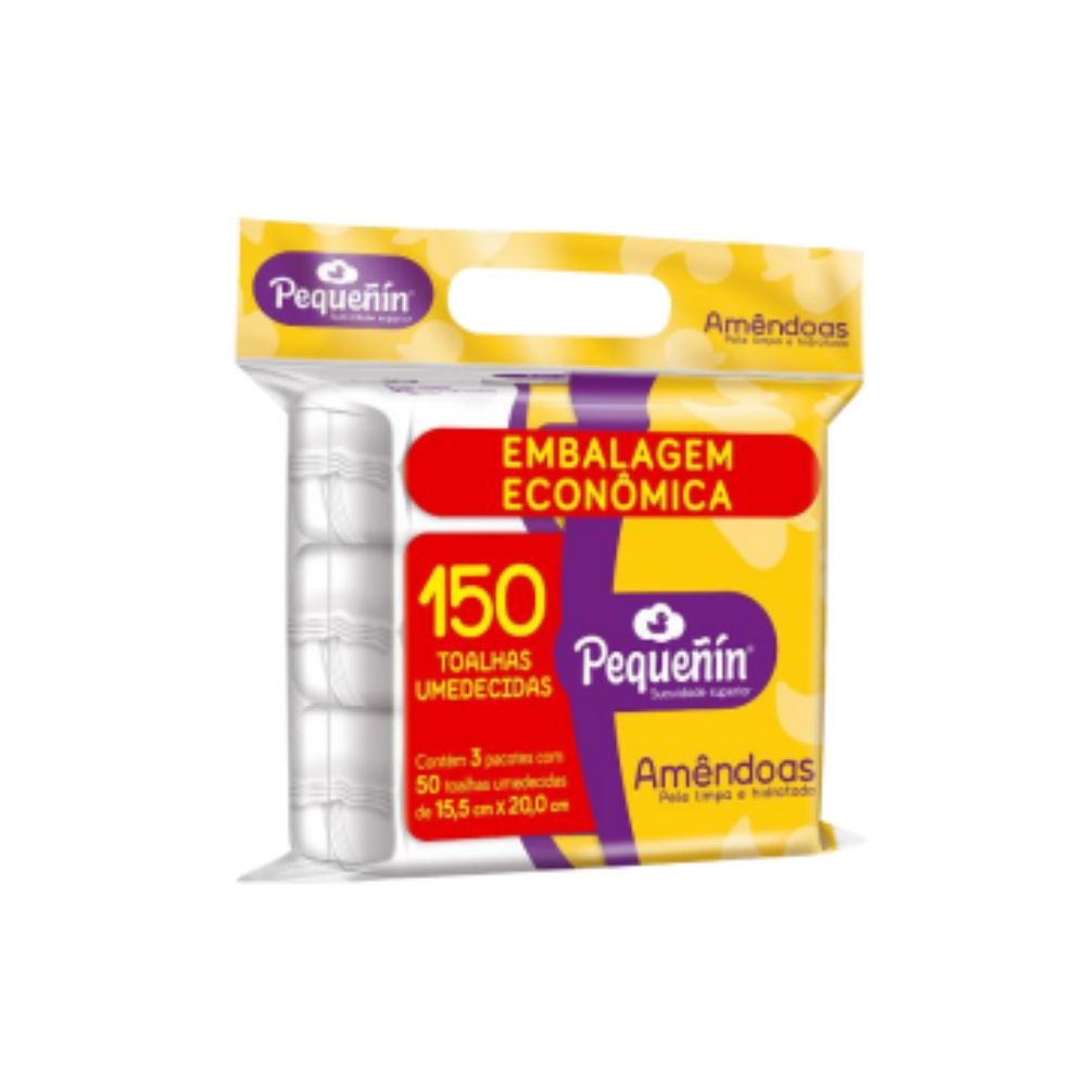Toalha Umedecidas Pequenin Amêndoas 150 Unidades em Oferta na Shopee