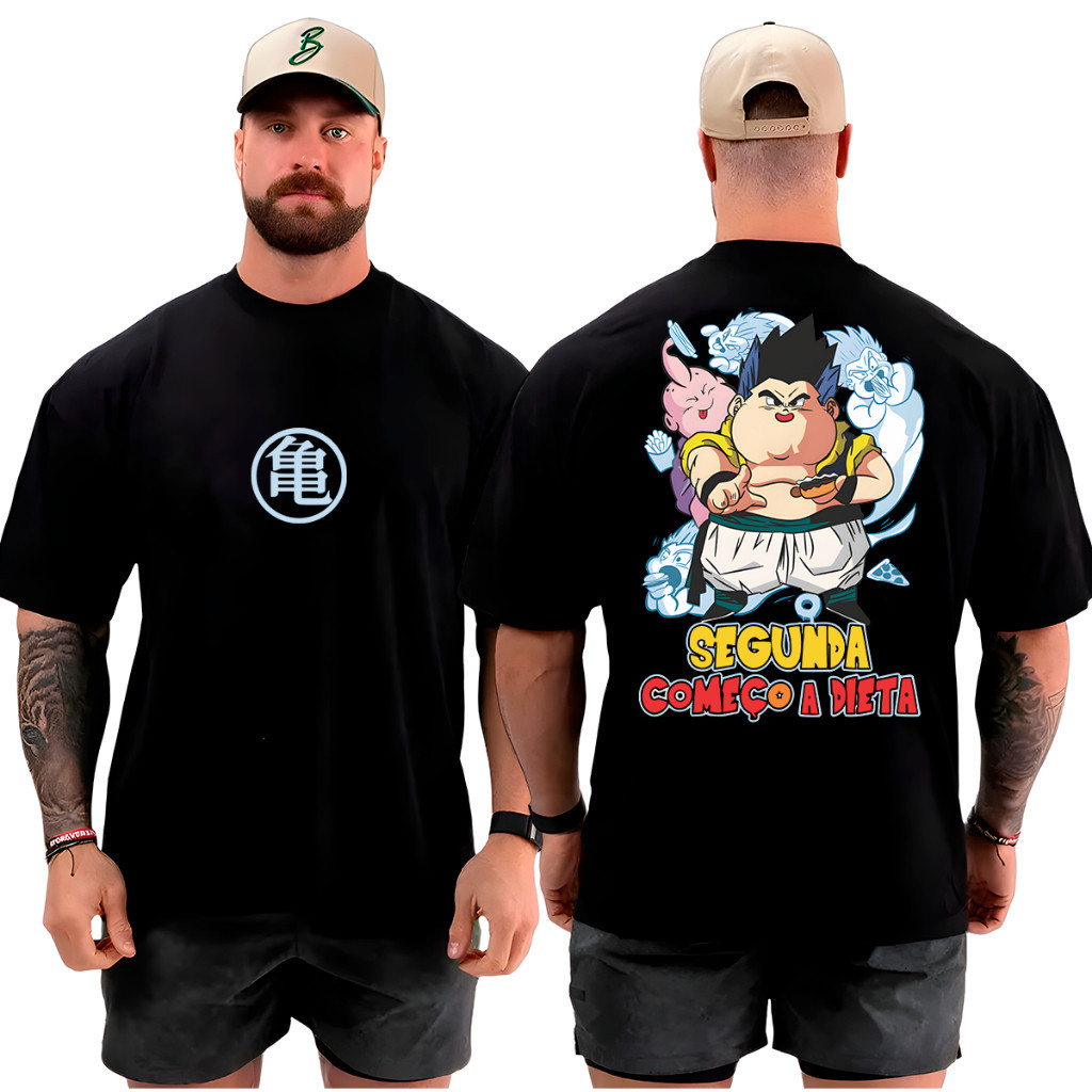Camiseta Camisa Oversized Top para Academia Treino Segunda Começo a Dieta Streetwear 100% Algodão Fitness Academia Geek