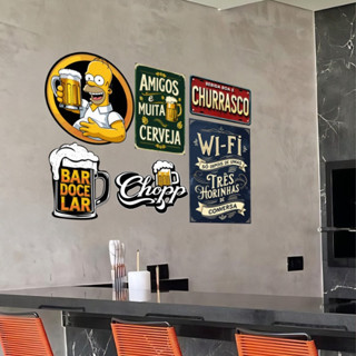 Kit 6 Placas Decorativas Bebidas Cervejas Frases Churrasco em Oferta na Shopee