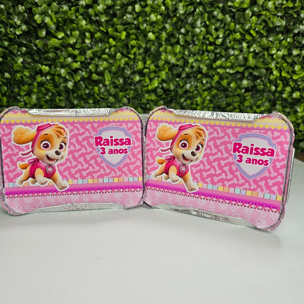 Marmitinha Personalizada SKYE PATRULHA CANINA ROSA - Personalizados - Festa infantil - Aniversário - Lembrancinha