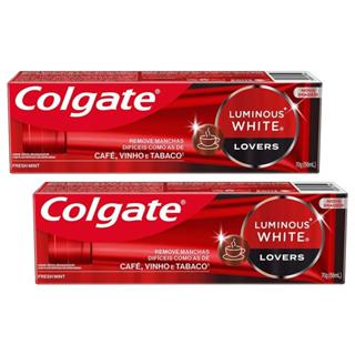 Kit 2 Cremes Dentais Colgate Luminous White Lovers Café 70g em Oferta na Shopee