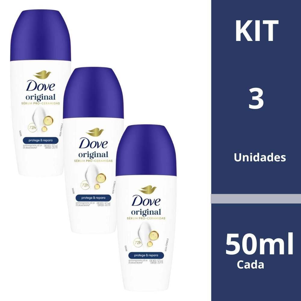 Kit 3 UnIdades Desodorante Roll On Dove Original 50ml em Oferta na Shopee