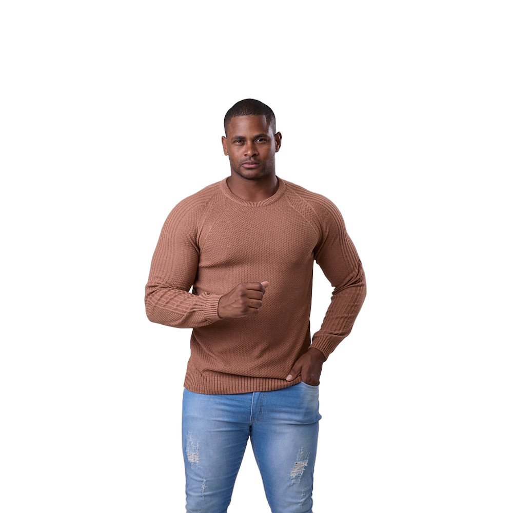 Suéter Masculino Lã Tricô Gola Redonda Blusa Premium 7138