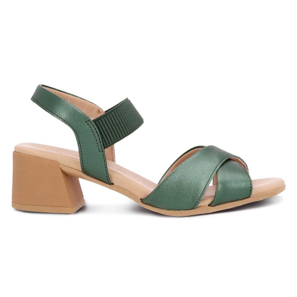 Sandália Usaflex Feminina Couro Salto Bloco Elástico Casual AL2002 em Oferta na Shopee