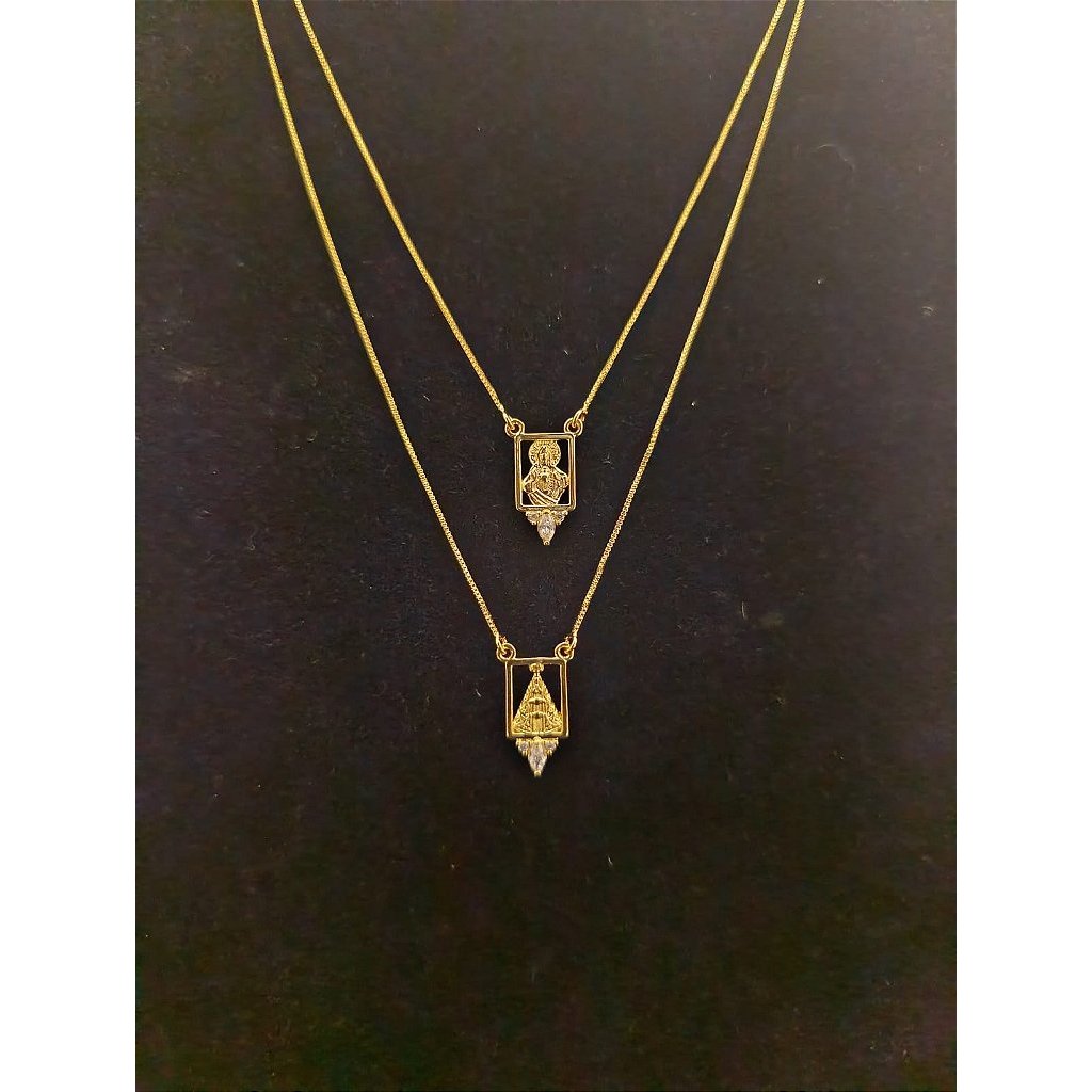 Escapulário com Pedra Navete Banhado a Ouro 18k - Unisex