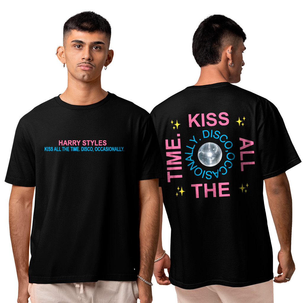 Camiseta Algodão Unissex Harry Kiss All The Time Disco Occasionally Star FC