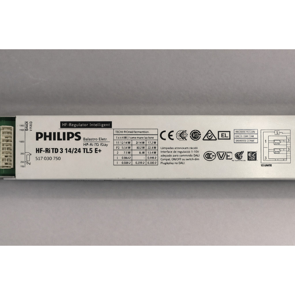 REATOR ELETRÔNICO PHILIPS HF-RI TD 3 14/24 TL5 E+ 195-240 V - ORIGINAL ALTA PERFORMANCE PARA ILUMINAÇÃO PROFISSIONAL