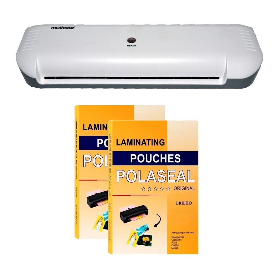 Kit Plastificadora Laminadora 110v e Polaseal A4 0,05 100und