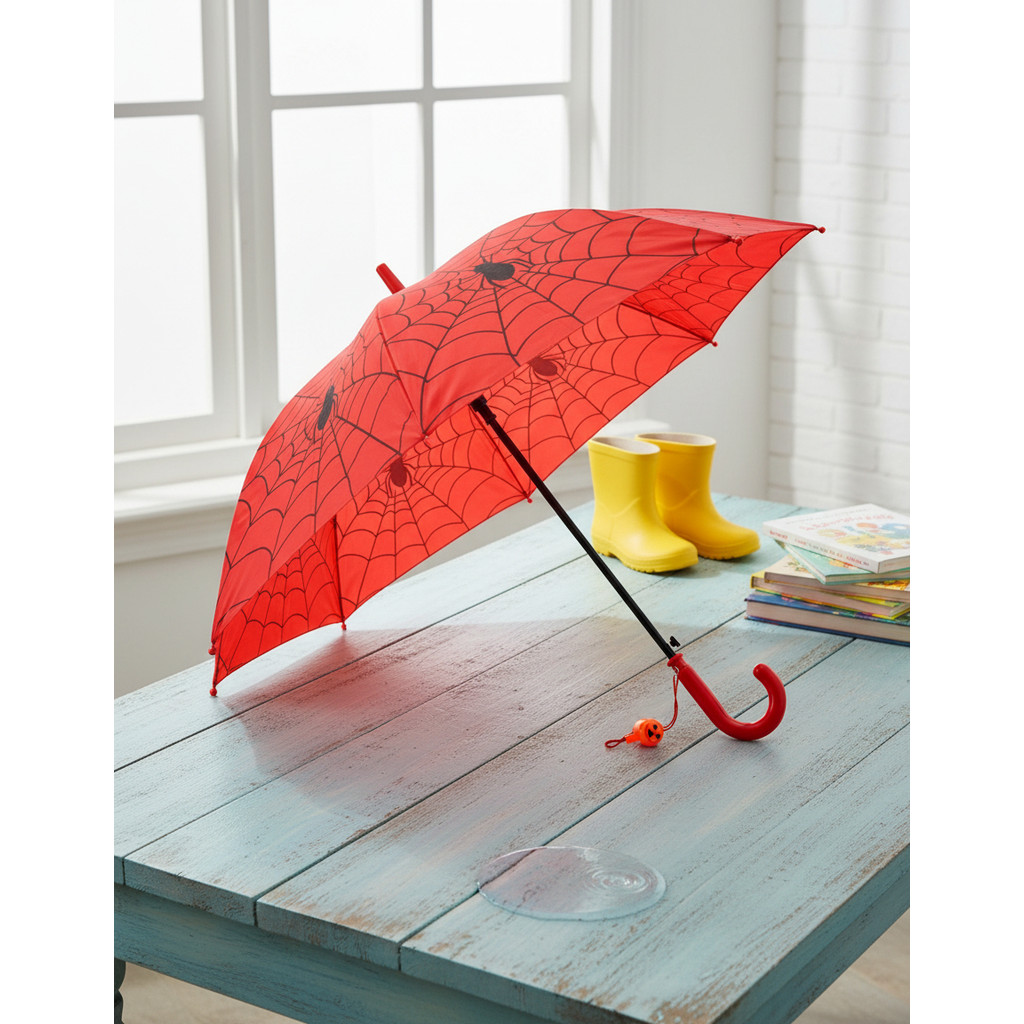 Guarda Chuva Infantil Aranha Automático Reforçado Com Apito