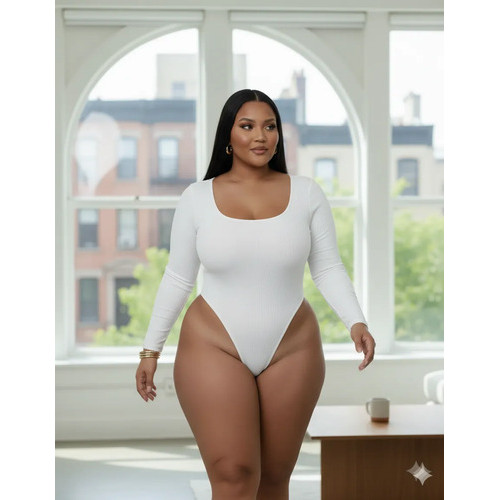 Body Cavado Com Manga Maio 2 Em 1 Forrado Clean Girl Branco G1