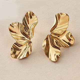 Brincos Femininos Folha Meia Pétala Flor Folheado a Ouro 18k Acessórios Femininos Brinco Dourado em Oferta na Shopee