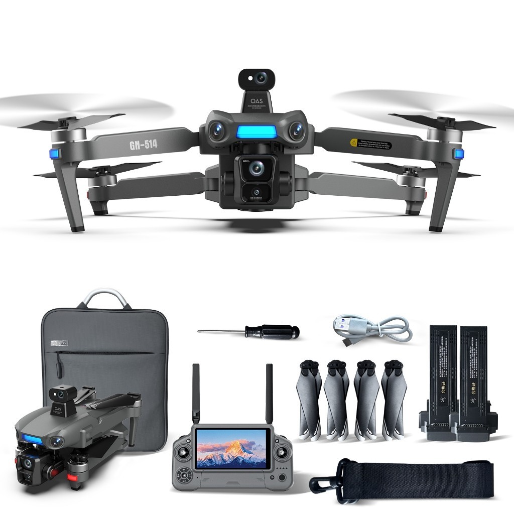Câmera 4K Ultra HD Gimbal 3 Eixos, Evitação de Obstáculos 360°, Controle com Tela, 2 Baterias + Bolsa de Transporte