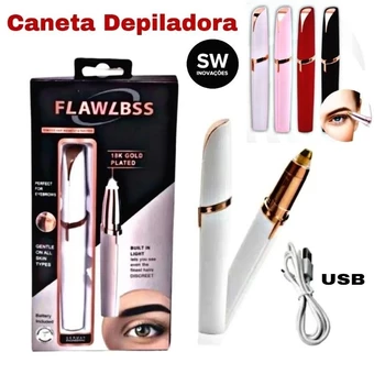 Caneta Depiladora Sobrancelhas Elétrica USB Recarregável para Sobrancelhas, Nariz e Buço Sem Dor ESC