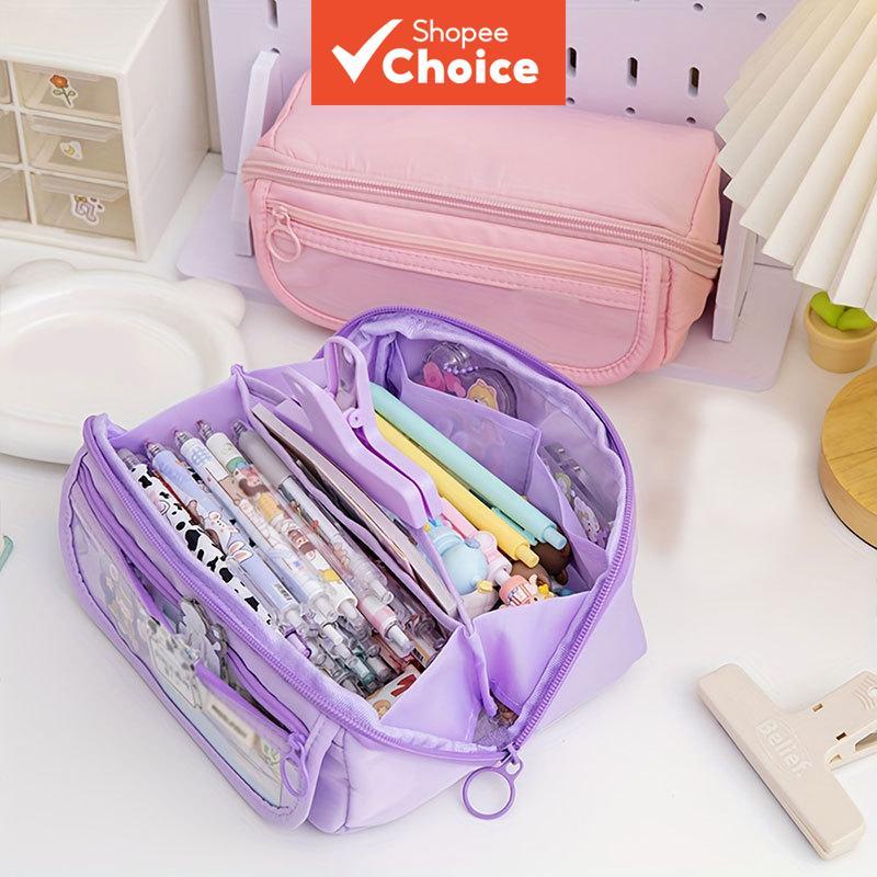  Nível 5 Bolsa Grande para Lápis, Caixa de Armazenamento Simples e Bonita para Papelaria e Cosméticos, Adequada para