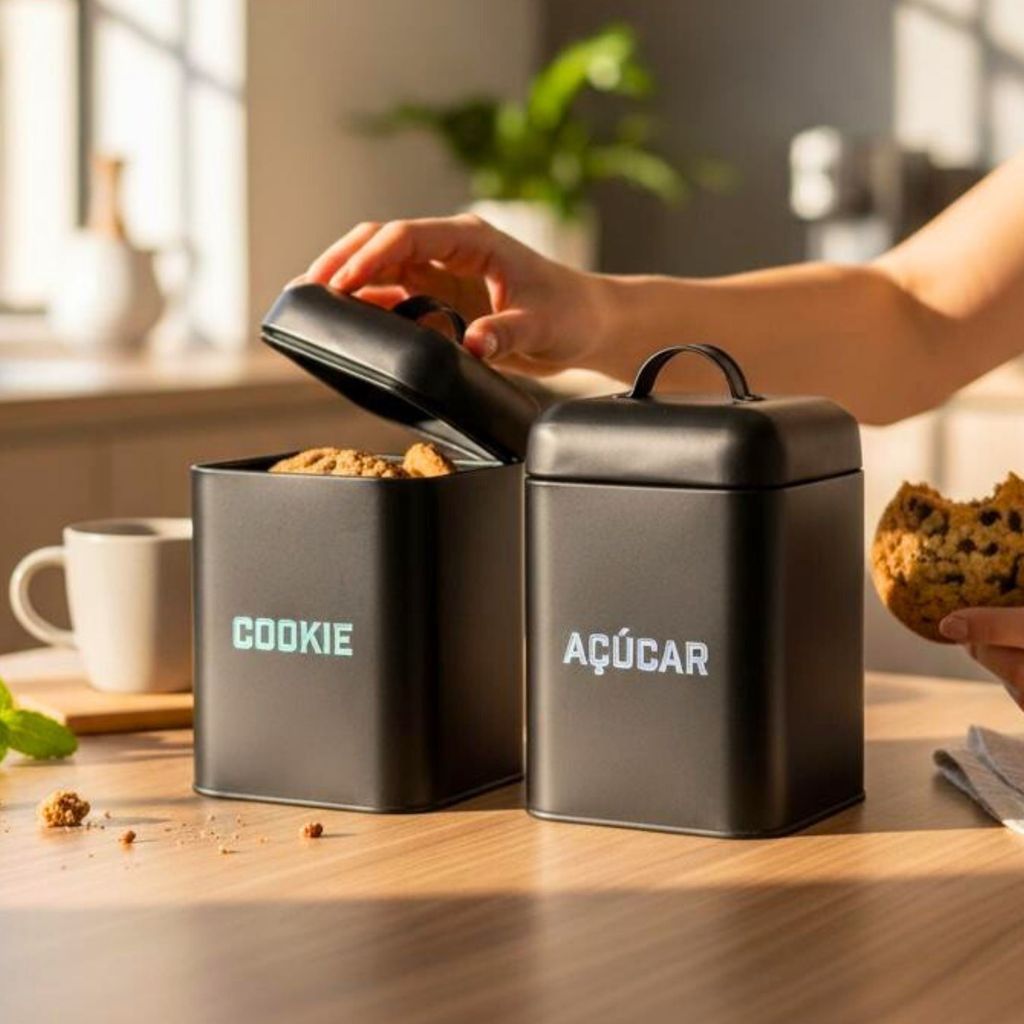 Latas Porta Mantimentos Cozinha Café, Açúcar, Biscoito Retrô Decoração Presentes Metal