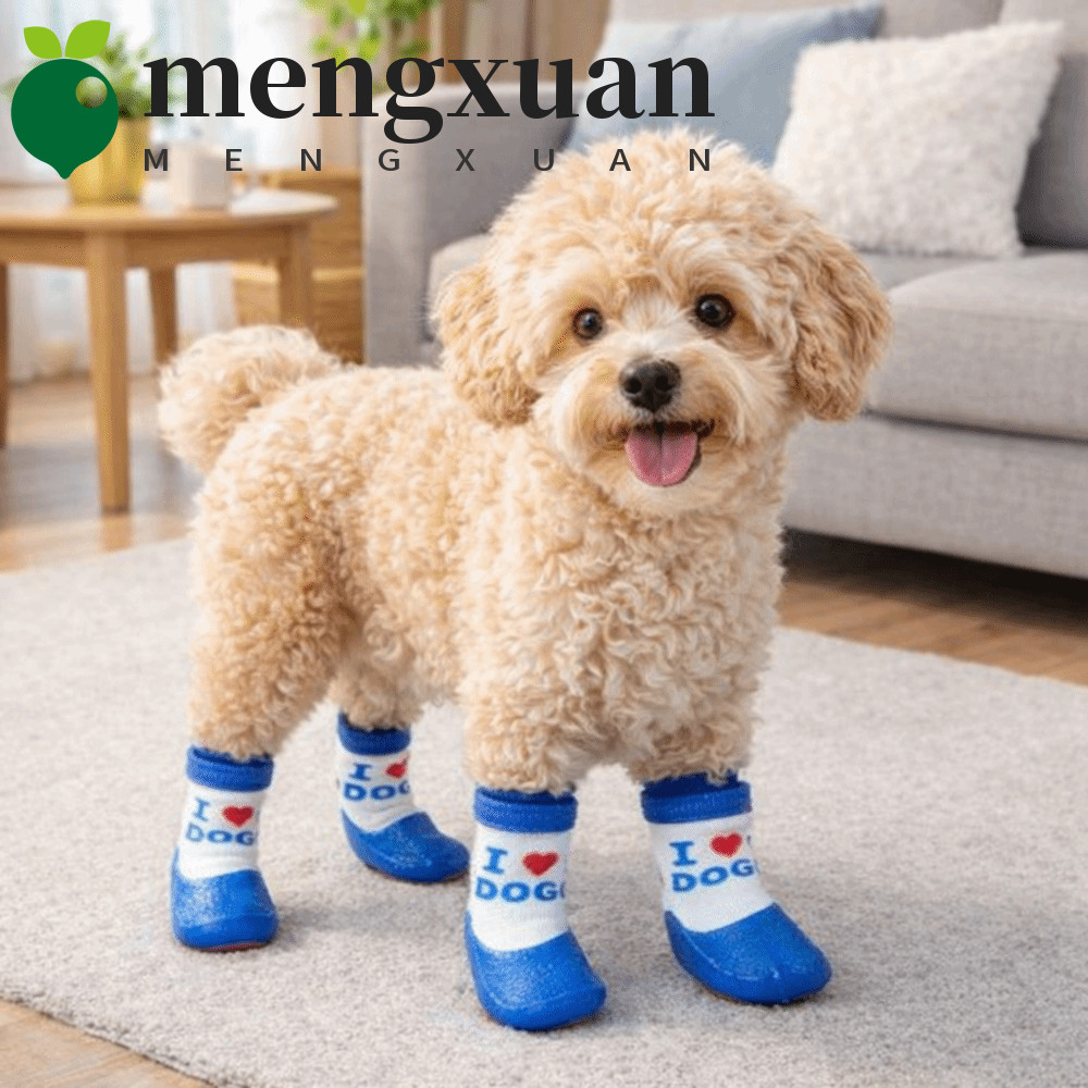 MENGXUAN1 4 Peças/set Meias Para Animais De Estimação Botas , Quentes Impermeáveis Cães , Sola Macia Capas Pés De Cachor