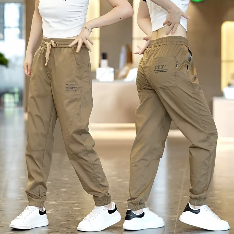 Calças masculinas verão 2025 novo estilo Leggings soltas Casual tornozelo comprimento calças de seda gelo estilo fino ta