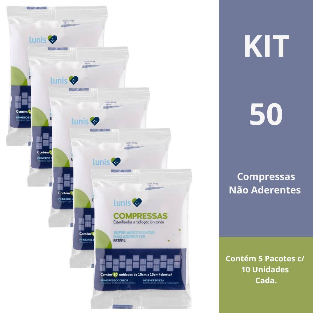 Compressa De Gaze Não Aderente Lunis 10 Unidades Kit com 5 Pacotes