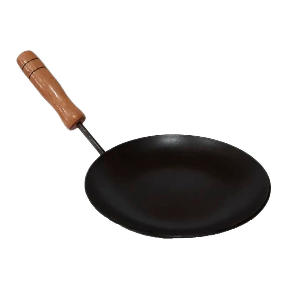 Chapa Disco Arado Frita Ovo Chapa de Aço Cabo Madeira 17cm