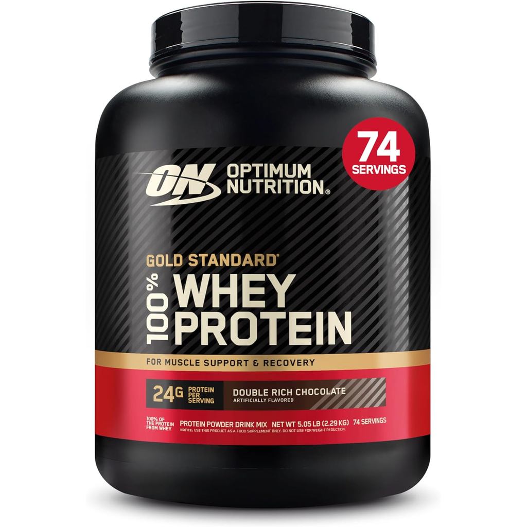Optimum Nutrition Gold Standard 100% Whey Protein Powder, Chocolate Duplamente Rico, 5 Libras (A embalagem pode variar)