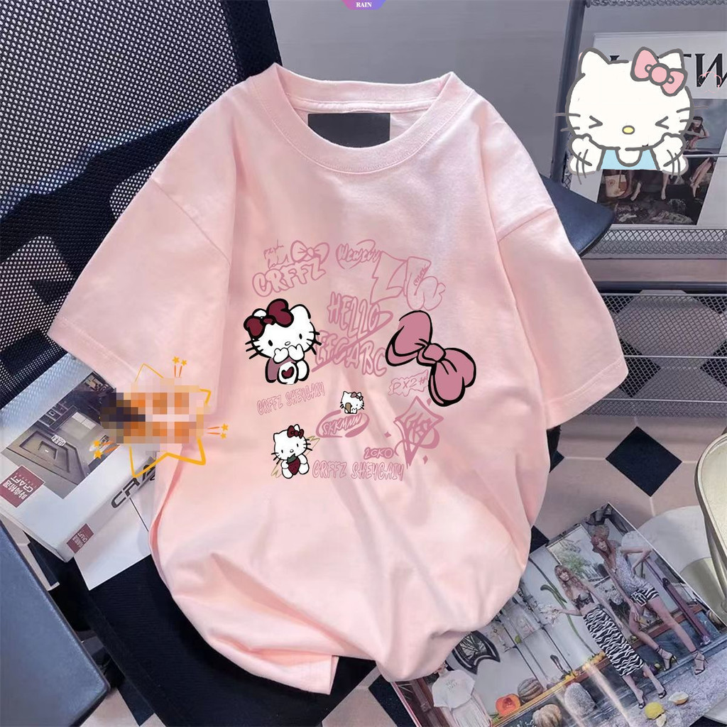 Camiseta Feminina Summer Verão Hello Kitty Korean Camisa Confortável 100% Algodão