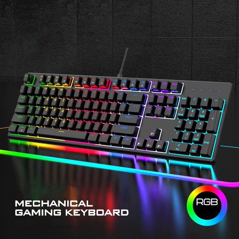 Teclado Gamer Mecânico Blue Switch Led Rgb Português Brasil