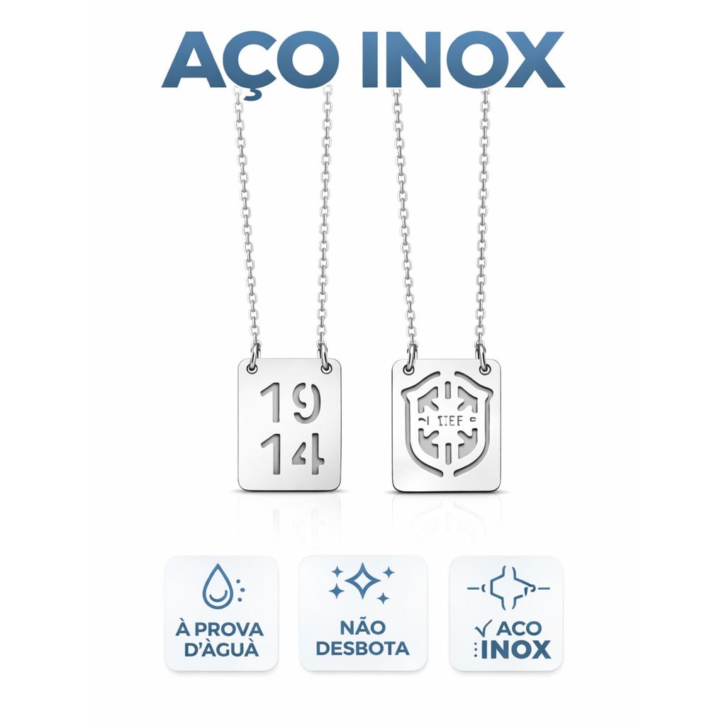 Colar Escapulário 60cm Seleção Brasileira Prata Premium Aço Inox Brasil Não Desbota