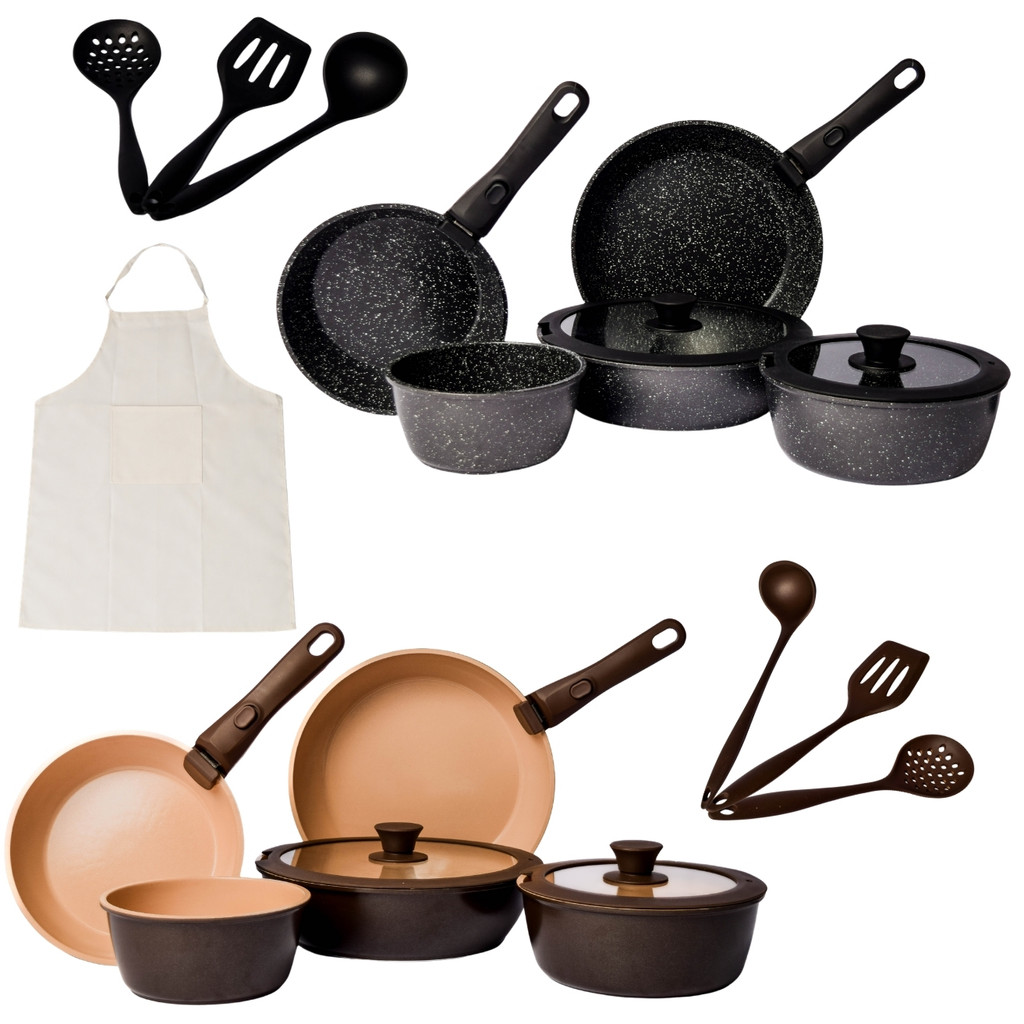 Conjunto Panelas 15 Peças Cabo Removível Empilhável Premium Alta qualidade