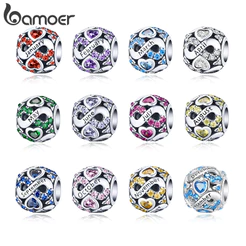 Bamoer Múltiplas Cores Cristal Infinito Amor Birthstone Grânulo Pingente DIY Pulseira Colar Acessórios Para Presentes Fe