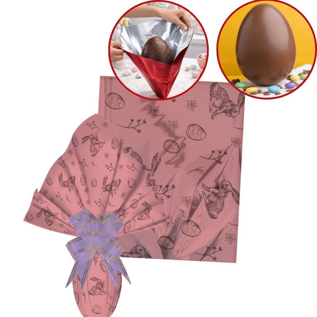 25 FOLHA METALIZADA P/ OVO PÁSCOA 69X89CM ROSE GOLD VINTAGE