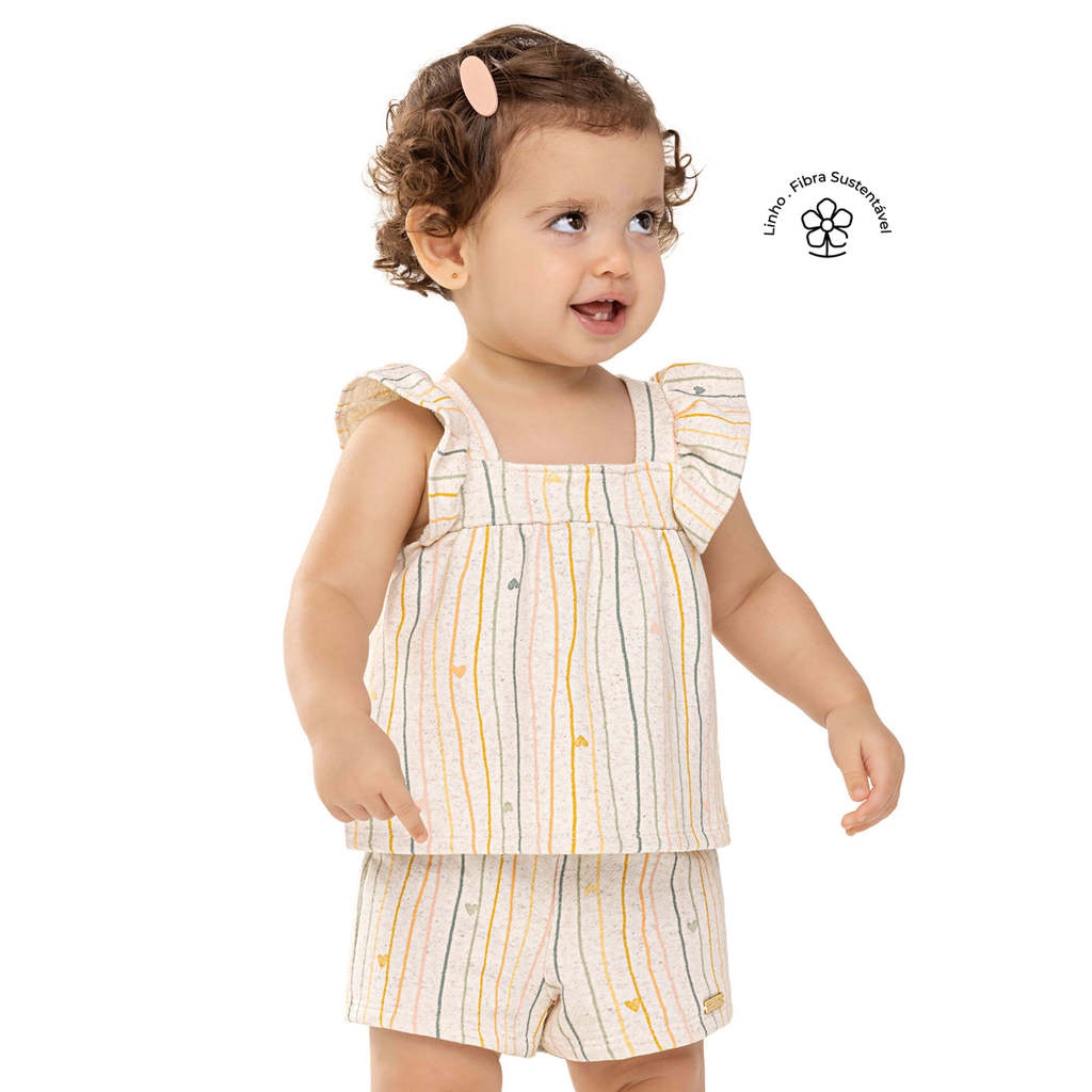 Conjunto Bebê Menina Moletom Linho Colorittá Bege em Oferta na Shopee