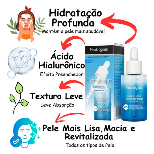 Hydro Boost Sérum Facial Antimarcas Hidratante Neutrogena Todo Tipo De Pele Dia/noite