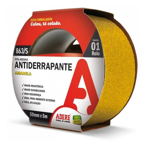 Fita Antiderrapante Escada Piso Adere 50mm X 5m Cor Amarela