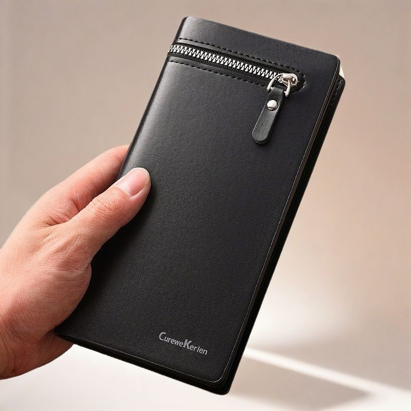 Carteira masculina de alto valor com zíper Carteira multifuncional
