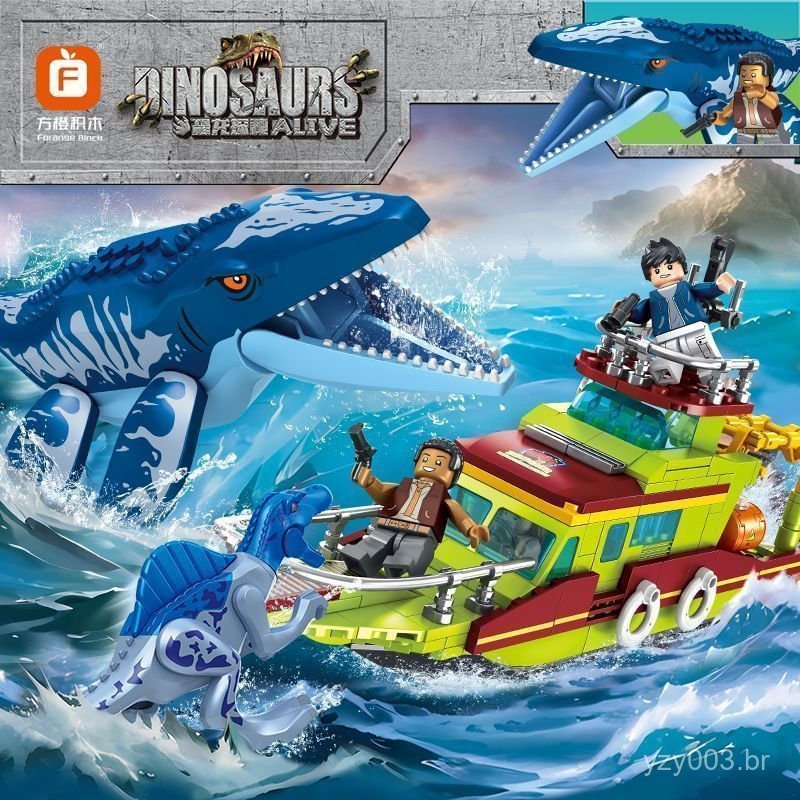 Conjunto de 888 peças compatíveis com Lego do mundo dos dinossauros, linha completa, blocos de montar de pterossauro e t