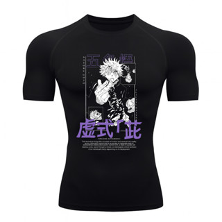 Camiseta Compressão Proteção Uv 50+ Estampada Tecido Gelado Segunda Pele Manga Curta Jujutsu 14 Gojo em Oferta na Shopee