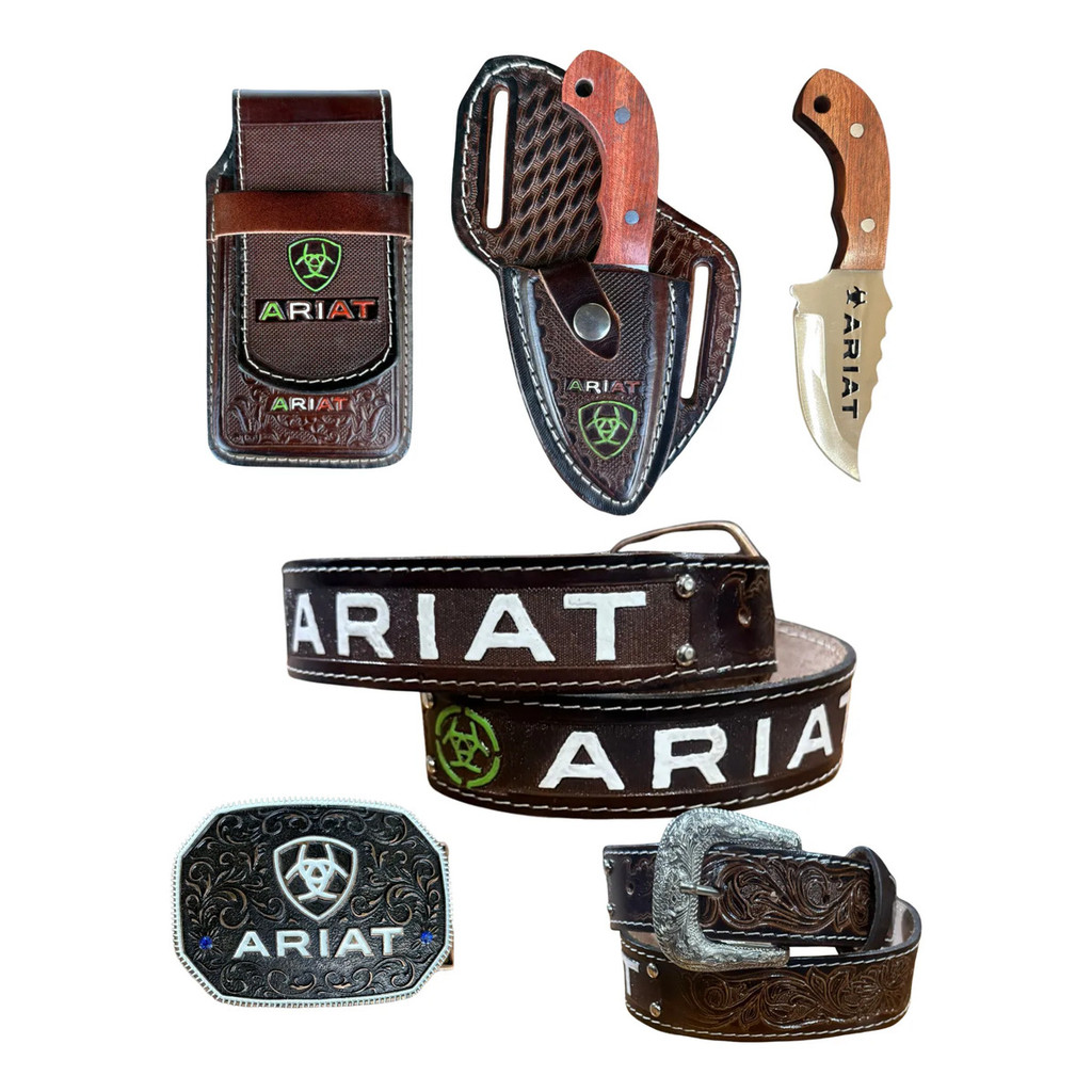 Kit Ariat Rodeio Cinto Fivela Grande Faca Skinner Capa Cel