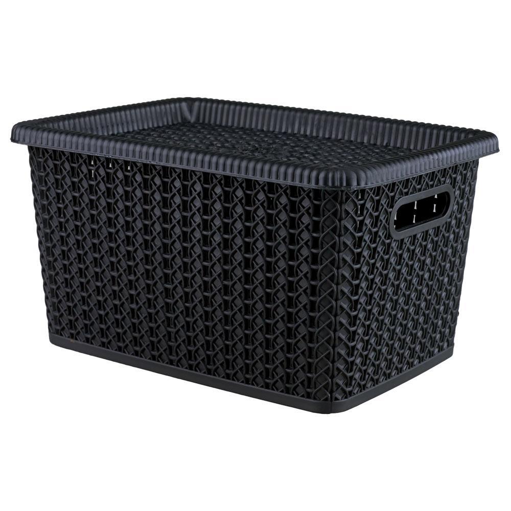 Caixa Organizadora com Tampa 5L Rattan São Bernardo OR26 Preta em Oferta na Shopee