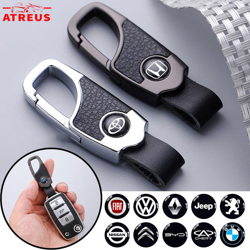 [Atreus] Chaveiro de Metal e Couro com Logo de Carro, Porta-Chaves Criativo, Acessórios para Carro 9M10