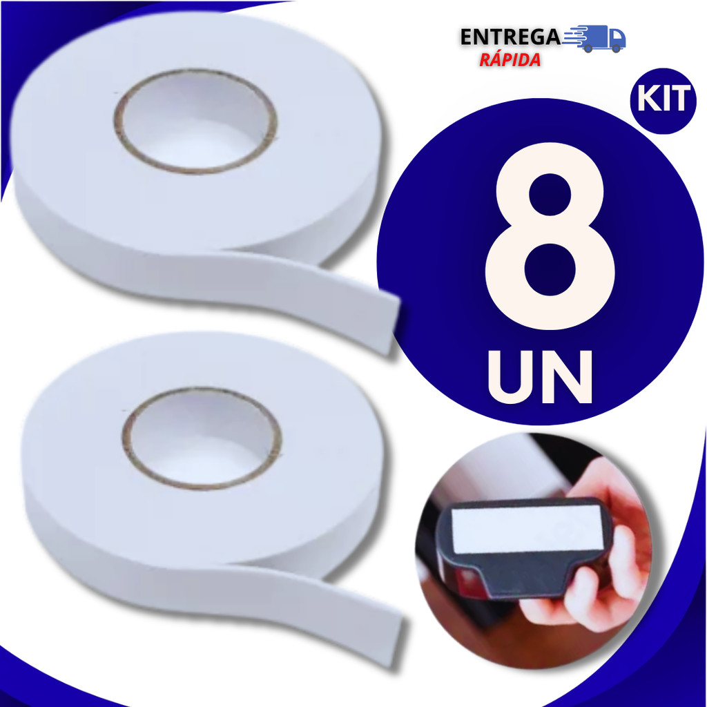 08 Fitas Adesiva Espuma Dupla Face Resistente Branca Extra Forte  Fixação Ferro Parede Utilidades Fita