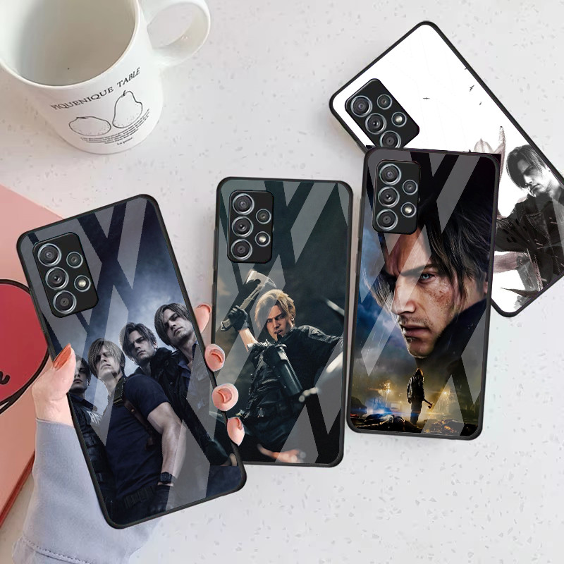 Resident Evil Leon Kennedy 03 Capa De Telefone De Vidro Para Samsung Galaxy A16 A15 A25 A35 A55 A53 A54 A34 A14 A32 A52