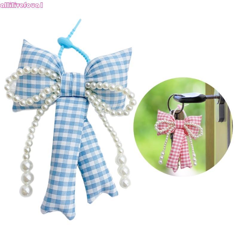 allilivefoua1 Adorável Bowknot Chave Charme Telefone Corrente Chaveiro Saco Pingente Para Mochila