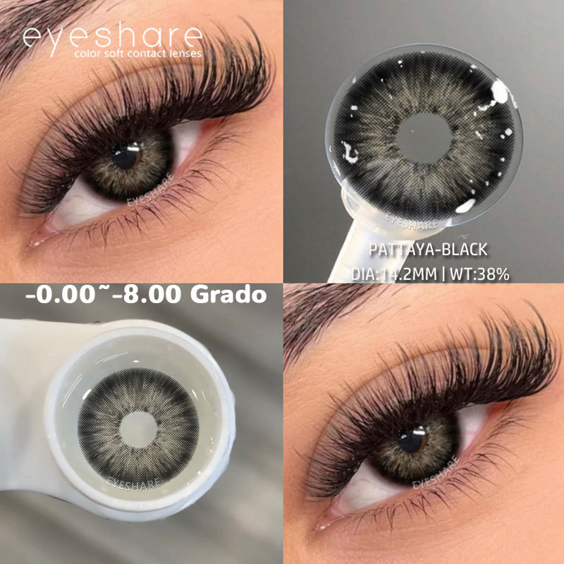 EYESHARE Envio Do Brasil Lentes Para Miopia 0 ~-8.0 Graus 1 Par PATTAYA-Preto De Olhos Prescrição Contato De Dioptria