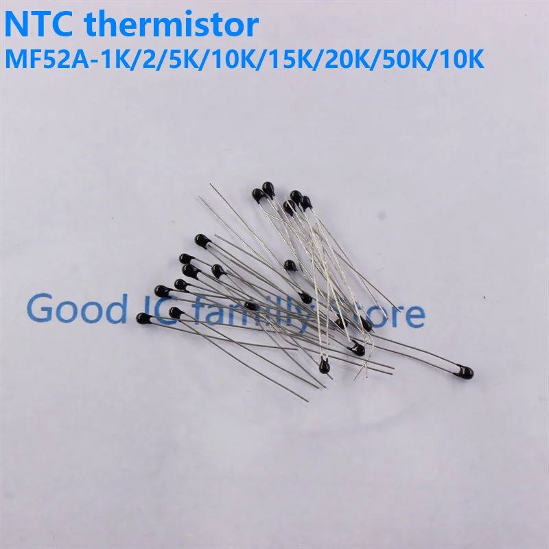 10 Peças Resistor Térmico Termistor NTC MF52A 1K/1.5K/2K/2.2K/2.7K/3K/3.3K/4.7K/5K/6.8K/10K/15K/20K/30K/40K/47K/50K/100K