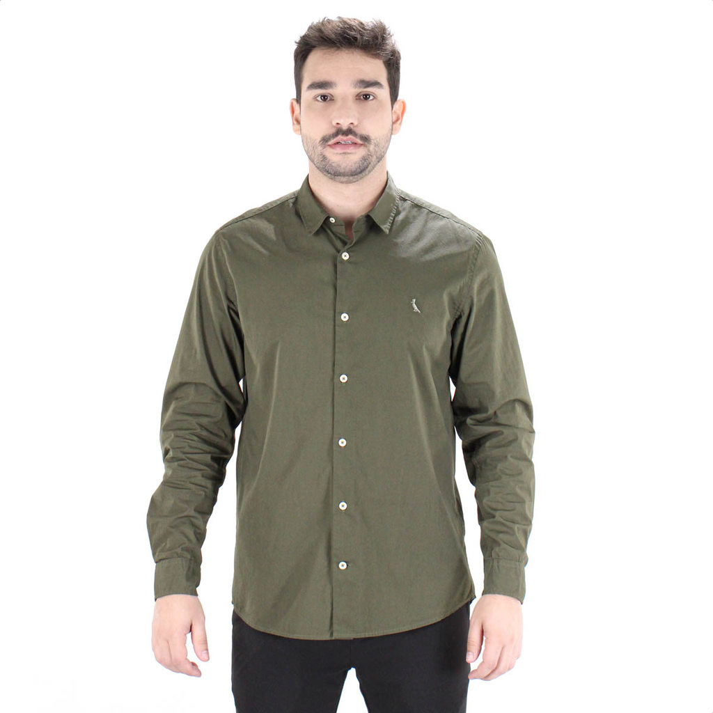Camisa Social Reserva Manga Longa Porto Verde Musgo - Masculino