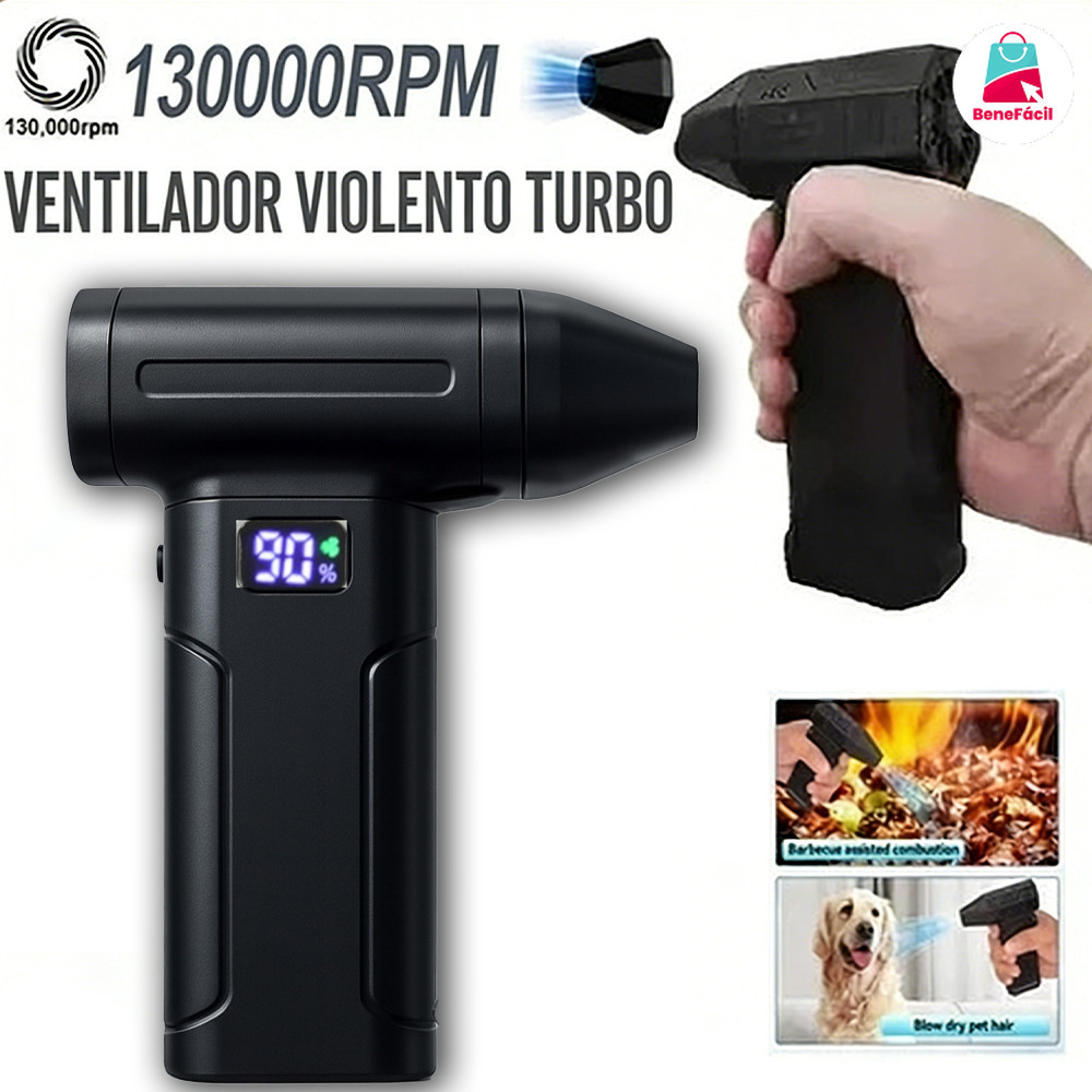 Mini Soprador Turbo de Ar Jato Elétrico Sem Fio 130.000 RPM, Portátil para Limpeza de Equipamentos e Churrasco