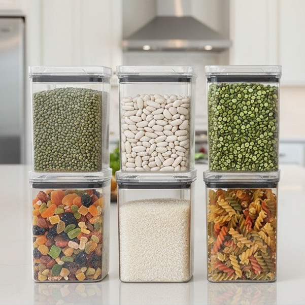 Kit 6 Potes Herméticos Empilháveis 1,1L Cozinha Organizada Premium