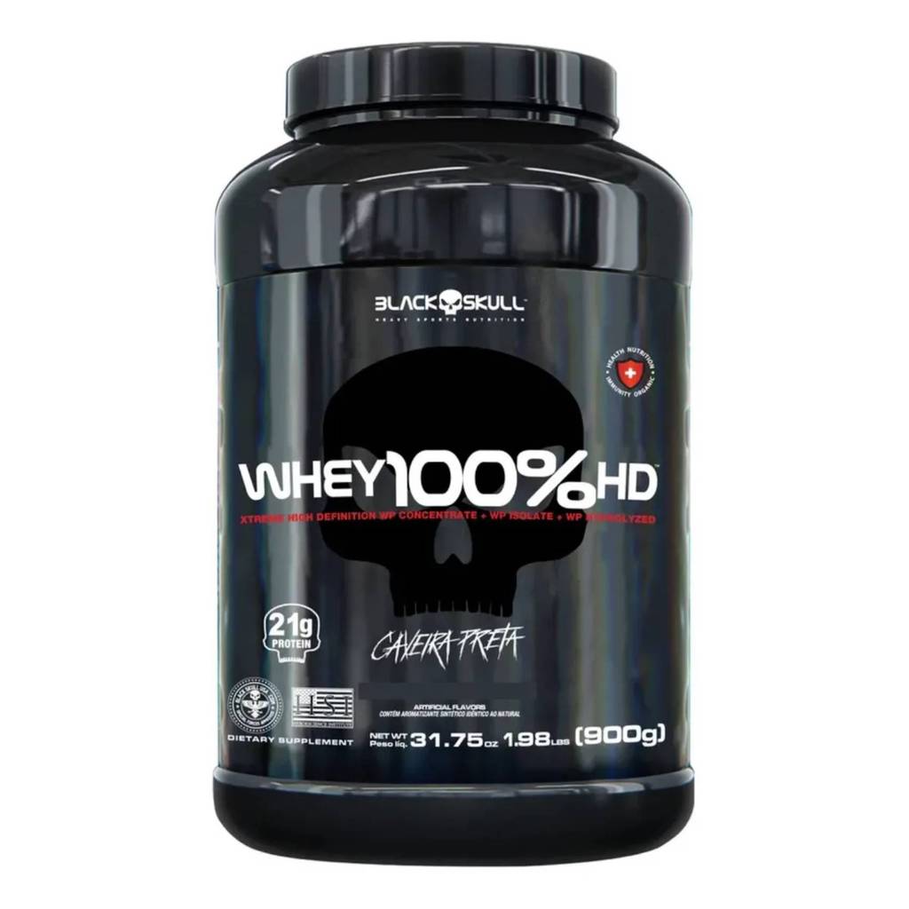 Whey 100% Hd Black Skull Caveira Preta 900g Cookies & Cream