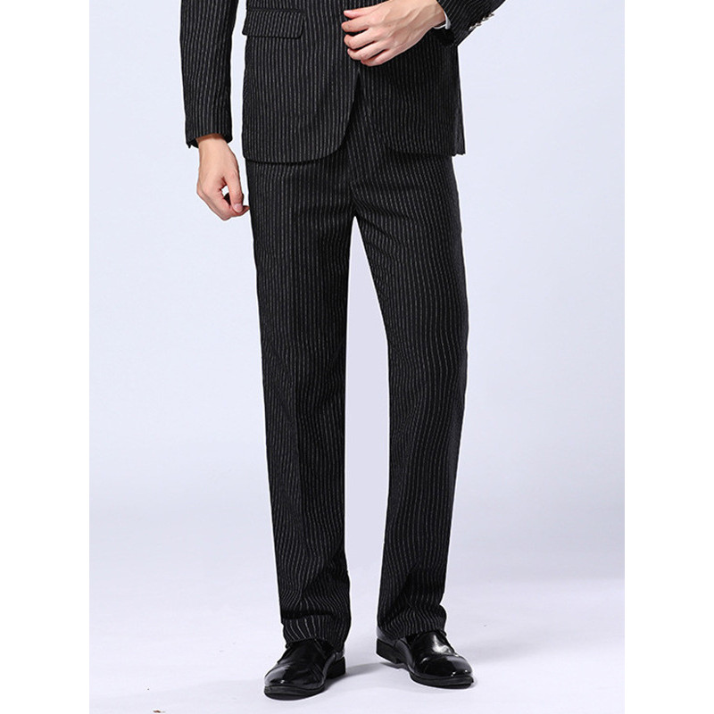 Marca corte etiqueta quatro estações novo estilo masculino listrado Jacquard meados de cintura ajuste em linha reta negó