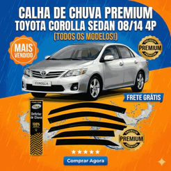 Calha de Chuva Defletor Toyota Corolla Sedan 2008 a 2014 4 Portas Original Ecoflex Fume